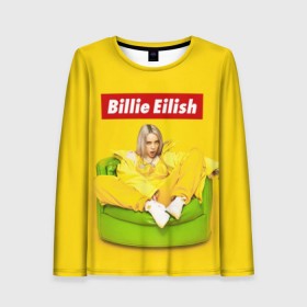 Женский лонгслив 3D с принтом Billie Eilish в Курске, 100% полиэстер | длинные рукава, круглый вырез горловины, полуприлегающий силуэт | bad guy | bellyache | billie eilish | bury a friend | ocean eyes | when we all fall asleep where do we go | билли айлиш | музыка | певица