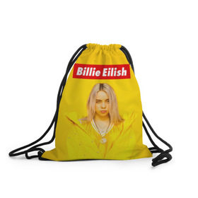 Рюкзак-мешок 3D с принтом Billie Eilish в Курске, 100% полиэстер | плотность ткани — 200 г/м2, размер — 35 х 45 см; лямки — толстые шнурки, застежка на шнуровке, без карманов и подкладки | Тематика изображения на принте: bad guy | bellyache | billie eilish | bury a friend | ocean eyes | when we all fall asleep where do we go | билли айлиш | музыка | певица