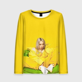 Женский лонгслив 3D с принтом Billie Eilish в Курске, 100% полиэстер | длинные рукава, круглый вырез горловины, полуприлегающий силуэт | bad guy | bellyache | billie eilish | bury a friend | ocean eyes | when we all fall asleep where do we go | билли айлиш | музыка | певица