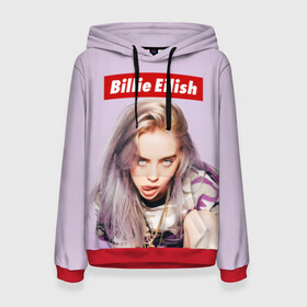 Женская толстовка 3D с принтом Billie Eilish в Курске, 100% полиэстер  | двухслойный капюшон со шнурком для регулировки, мягкие манжеты на рукавах и по низу толстовки, спереди карман-кенгуру с мягким внутренним слоем. | bad guy | bellyache | billie eilish | bury a friend | ocean eyes | when we all fall asleep where do we go | билли айлиш | музыка | певица