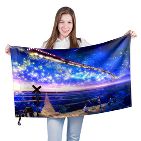Флаг 3D с принтом Космос в Курске, 100% полиэстер | плотность ткани — 95 г/м2, размер — 67 х 109 см. Принт наносится с одной стороны | nebula | space | star | вселенная | галактика | звезды | земля | космический | космос | планеты | плеяды | пространство