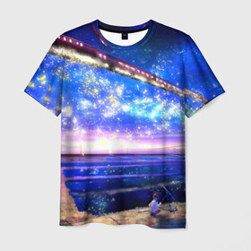 Мужская футболка 3D с принтом Космос в Курске, 100% полиэфир | прямой крой, круглый вырез горловины, длина до линии бедер | nebula | space | star | вселенная | галактика | звезды | земля | космический | космос | планеты | плеяды | пространство