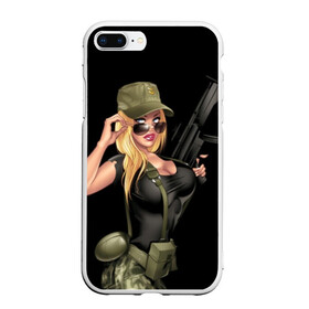 Чехол для iPhone 7Plus/8 Plus матовый с принтом Sexy army girl в Курске, Силикон | Область печати: задняя сторона чехла, без боковых панелей | Тематика изображения на принте: army | automatic | beautiful | big | black | blonde | body | camouflage | chest | cool | eyes | girl | holds | perfect | slim | uniform | weapon | автомат | армия | блондинка | большая | глаза | девушка | держит | идеальное | камуфляж | красивая