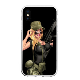 Чехол для iPhone XS Max матовый с принтом Sexy army girl в Курске, Силикон | Область печати: задняя сторона чехла, без боковых панелей | army | automatic | beautiful | big | black | blonde | body | camouflage | chest | cool | eyes | girl | holds | perfect | slim | uniform | weapon | автомат | армия | блондинка | большая | глаза | девушка | держит | идеальное | камуфляж | красивая