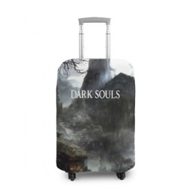 Чехол для чемодана 3D с принтом DARK SOULS в Курске, 86% полиэфир, 14% спандекс | двустороннее нанесение принта, прорези для ручек и колес | art | artwork | crown | dark soul | dark souls iii | death | digital art | embers | fanatsy | fire | flames | game | mask | skeletons | воин | минимализм | рыцарь | тёмные души