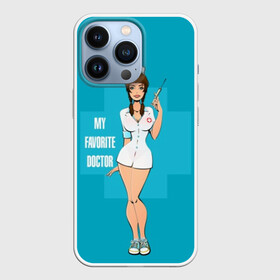 Чехол для iPhone 13 Pro с принтом Sexy nurse в Курске,  |  | Тематика изображения на принте: beautiful | brunette | eyes | figure | girl | green | holding | holiday | legs | long | medical | medicine | nurse | perfect | short | straight | worker | брюнетка | глаза | девушка | держит | длинные | зелёные | идеальная | короткий | красивая | медицина