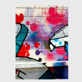 Скетчбук с принтом graffiti в Курске, 100% бумага
 | 48 листов, плотность листов — 100 г/м2, плотность картонной обложки — 250 г/м2. Листы скреплены сверху удобной пружинной спиралью | felipe pantone | grafiti | paint | street art | urban | город | граффити | искусство | кирпичи | краски | рисунки | стена | улицы | уличное искусство