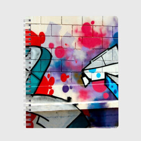 Тетрадь с принтом graffiti в Курске, 100% бумага | 48 листов, плотность листов — 60 г/м2, плотность картонной обложки — 250 г/м2. Листы скреплены сбоку удобной пружинной спиралью. Уголки страниц и обложки скругленные. Цвет линий — светло-серый
 | felipe pantone | grafiti | paint | street art | urban | город | граффити | искусство | кирпичи | краски | рисунки | стена | улицы | уличное искусство