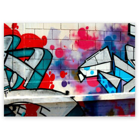 Поздравительная открытка с принтом graffiti в Курске, 100% бумага | плотность бумаги 280 г/м2, матовая, на обратной стороне линовка и место для марки
 | Тематика изображения на принте: felipe pantone | grafiti | paint | street art | urban | город | граффити | искусство | кирпичи | краски | рисунки | стена | улицы | уличное искусство