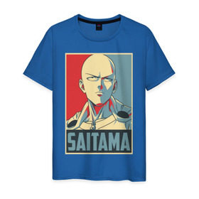 Мужская футболка хлопок с принтом Сайтама в Курске, 100% хлопок | прямой крой, круглый вырез горловины, длина до линии бедер, слегка спущенное плечо. | one punch man | saitama | аниме | манга | сайтама