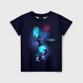 Детская футболка 3D с принтом TENNIS NEON в Курске, 100% гипоаллергенный полиэфир | прямой крой, круглый вырез горловины, длина до линии бедер, чуть спущенное плечо, ткань немного тянется | neon | sport | tennis | неон | неоновый | спорт | спортсмен | теннис