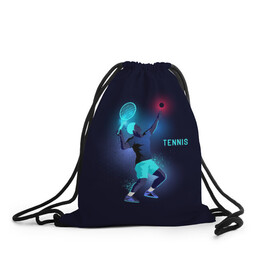 Рюкзак-мешок 3D с принтом TENNIS NEON  в Курске, 100% полиэстер | плотность ткани — 200 г/м2, размер — 35 х 45 см; лямки — толстые шнурки, застежка на шнуровке, без карманов и подкладки | neon | sport | tennis | неон | неоновый | спорт | спортсмен | теннис