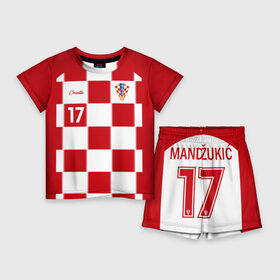 Детский костюм с шортами 3D с принтом Марио Манджукич в Курске,  |  | mandzukic | mario mandzukic | игрок | манджукич | марио манджукич | сборная хорватии | форма | футбол | футболист | хорватия | чемпионат мира