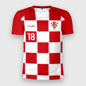 Мужская футболка 3D спортивная с принтом Анте Ребич, Сборная Хорватии в Курске, 100% полиэстер с улучшенными характеристиками | приталенный силуэт, круглая горловина, широкие плечи, сужается к линии бедра | ante rebic | rebic | игрок | сборная хорватии | форма | футбол | футболист | хорватия | чемпионат мира