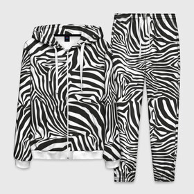 Мужской костюм 3D с принтом Полосы зебры в Курске, 100% полиэстер | Манжеты и пояс оформлены тканевой резинкой, двухслойный капюшон со шнурком для регулировки, карманы спереди | Тематика изображения на принте: abstraction | african | animal | black and white | camouflage | disguise | skin | stripes | zebra | абстракция | африканская | животное | зебры | камуфляж | маскировка | полосы | черно белый
