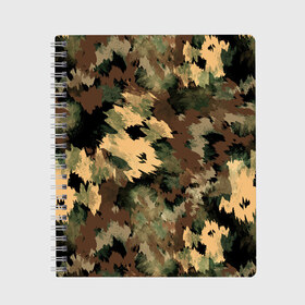 Тетрадь с принтом Камуфляж в Курске, 100% бумага | 48 листов, плотность листов — 60 г/м2, плотность картонной обложки — 250 г/м2. Листы скреплены сбоку удобной пружинной спиралью. Уголки страниц и обложки скругленные. Цвет линий — светло-серый
 | abstraction | army | autumn | brown | camouflage | disguise | fishing | green | khaki | nature | spots | абстракция | армия | зеленый | камуфляж | коричневый | маскировка | осень | охота | природа | пятна | рыбалка | хаки