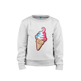 Детский свитшот хлопок с принтом Ice Cream в Курске, 100% хлопок | круглый вырез горловины, эластичные манжеты, пояс и воротник | ice cream | мороженное | прикольный принт | принт футболка | рожок мороженного | футболка с принтом