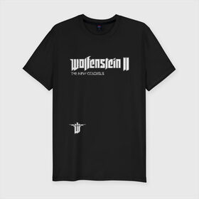 Мужская футболка премиум с принтом Wolfenstein2: The New Colossus в Курске, 92% хлопок, 8% лайкра | приталенный силуэт, круглый вырез ворота, длина до линии бедра, короткий рукав | game | new colossus | new order | wolfenstein | youngblood | би джей | волчий камень | вольфенштайн | вольфенштейн | германия | игра | немец | шутер