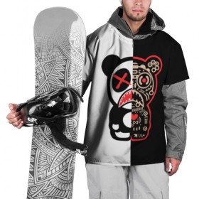 Накидка на куртку 3D с принтом Панда в Курске, 100% полиэстер |  | panda | streetwear | грустный | киборг | медведь | механизм | мода | разрез | улица | хип хоп