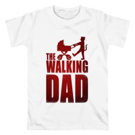 Мужская футболка хлопок с принтом Walking dad\Гуляющий папа в Курске, 100% хлопок | прямой крой, круглый вырез горловины, длина до линии бедер, слегка спущенное плечо. | 