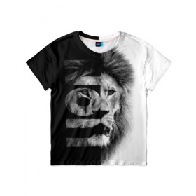 Детская футболка 3D с принтом Лев царь зверей в Курске, 100% гипоаллергенный полиэфир | прямой крой, круглый вырез горловины, длина до линии бедер, чуть спущенное плечо, ткань немного тянется | line | лев | царь зверей