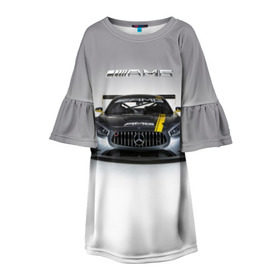 Детское платье 3D с принтом AMG Motorsport в Курске, 100% полиэстер | прямой силуэт, чуть расширенный к низу. Круглая горловина, на рукавах — воланы | amg | car | mercedes benz | mersedes | motorsport | power | race | автомобиль | автоспорт | гонка | мерседес | мощь