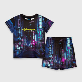 Детский костюм с шортами 3D с принтом Cyberpunk 2077 в Курске,  |  | 2077 | cd projekt red | cyberpunk | cyberpunk 2077 | game | арт | будущее | видеоигра | игра | киберпанк 2077 | киборг | киборги