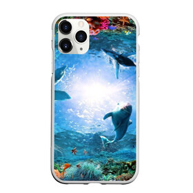 Чехол для iPhone 11 Pro матовый с принтом Дельфины в Курске, Силикон |  | Тематика изображения на принте: fish | аква | аквариум | вода | кораллы | море | океан | ракушки | рыбки | рыбы