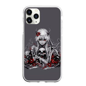 Чехол для iPhone 11 Pro Max матовый с принтом Girl & Death в Курске, Силикон |  | bones | eyes | flower | girl | horns | ribbon | skeleton | skull | view | взгляд | девочка | лента.глаза | рога | скелет | цветок | череп.кости