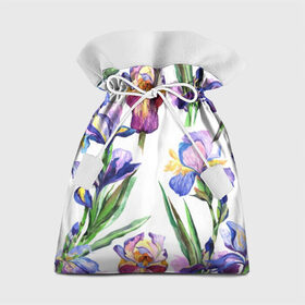 Подарочный 3D мешок с принтом Ирисы в Курске, 100% полиэстер | Размер: 29*39 см | Тематика изображения на принте: акварель | мода | стиль | цветочки | цветы