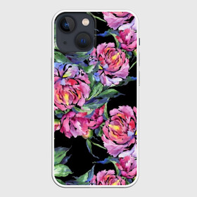 Чехол для iPhone 13 mini с принтом Розовые пионы в Курске,  |  | art | buds | flowers | leaves | painting | peonies | petals | pink | stems | summer | watercolor | акварель | бутоны | живопись | искусство | лепестки | лето | листья | пионы | розовые | цветы