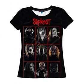 Женская футболка 3D с принтом Slipknot-Alltogether в Курске, 100% полиэфир ( синтетическое хлопкоподобное полотно) | прямой крой, круглый вырез горловины, длина до линии бедер | band | group | metal | rock | slipknot | группа | метал | рок | слипнот