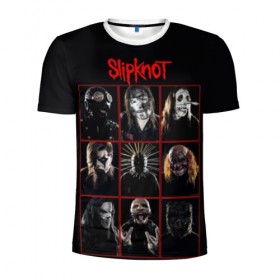 Мужская футболка 3D спортивная с принтом Slipknot-Alltogether в Курске, 100% полиэстер с улучшенными характеристиками | приталенный силуэт, круглая горловина, широкие плечи, сужается к линии бедра | band | group | metal | rock | slipknot | группа | метал | рок | слипнот
