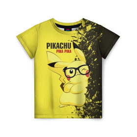 Детская футболка 3D с принтом Pikachu Pika Pika в Курске, 100% гипоаллергенный полиэфир | прямой крой, круглый вырез горловины, длина до линии бедер, чуть спущенное плечо, ткань немного тянется | pika | pikachu | аниме | детская | детям | игры | молния | мышка | мышь | пика | пикачу | покемон | покемоны
