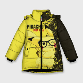 Зимняя куртка для девочек 3D с принтом Pikachu Pika Pika в Курске, ткань верха — 100% полиэстер; подклад — 100% полиэстер, утеплитель — 100% полиэстер. | длина ниже бедра, удлиненная спинка, воротник стойка и отстегивающийся капюшон. Есть боковые карманы с листочкой на кнопках, утяжки по низу изделия и внутренний карман на молнии. 

Предусмотрены светоотражающий принт на спинке, радужный светоотражающий элемент на пуллере молнии и на резинке для утяжки. | pika | pikachu | аниме | детская | детям | игры | молния | мышка | мышь | пика | пикачу | покемон | покемоны