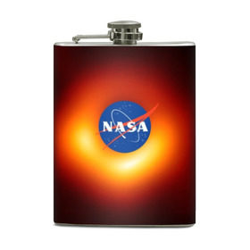 Фляга с принтом Черная дыра NASA в Курске, металлический корпус | емкость 0,22 л, размер 125 х 94 мм. Виниловая наклейка запечатывается полностью | nasa | астрономия | горизонт событий | космос | наса | черная дыра