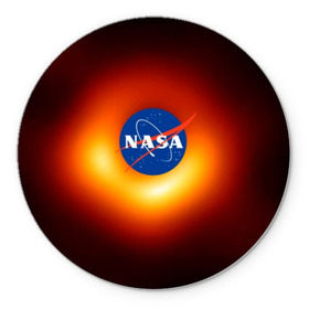 Коврик круглый с принтом Черная дыра NASA в Курске, резина и полиэстер | круглая форма, изображение наносится на всю лицевую часть | nasa | астрономия | горизонт событий | космос | наса | черная дыра
