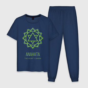 Мужская пижама хлопок с принтом Анахата в Курске, 100% хлопок | брюки и футболка прямого кроя, без карманов, на брюках мягкая резинка на поясе и по низу штанин
 | anahata | chakra | yoga | йога | чакра | чакры