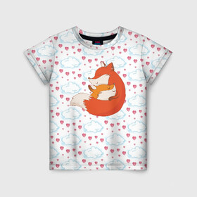 Детская футболка 3D с принтом Лисичка в Курске, 100% гипоаллергенный полиэфир | прямой крой, круглый вырез горловины, длина до линии бедер, чуть спущенное плечо, ткань немного тянется | fox | foxed | арт | лис | лиса | лисенок | лисичка | пушистик | рыжая | рыжмй хвост