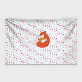 Флаг-баннер с принтом Лисичка в Курске, 100% полиэстер | размер 67 х 109 см, плотность ткани — 95 г/м2; по краям флага есть четыре люверса для крепления | fox | foxed | арт | лис | лиса | лисенок | лисичка | пушистик | рыжая | рыжмй хвост