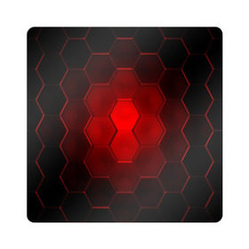Магнит виниловый Квадрат с принтом СТАЛЬНЫЕ СОТЫ(КРАСНЫЙ) в Курске, полимерный материал с магнитным слоем | размер 9*9 см, закругленные углы | abstraction | geometry | hexagon | techno | абстракция | броня | геометрия | краски | неон | неоновый | сетка | соты | стальная броня | текстура | шестигранники