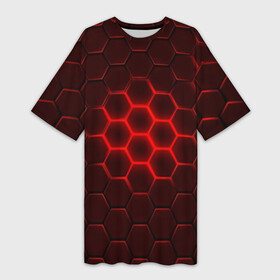Платье-футболка 3D с принтом БРОНЯ ИЗ СТАЛИ в Курске,  |  | abstraction | geometry | hexagon | techno | абстракция | броня | геометрия | краски | неон | неоновый | сетка | соты | стальная броня | текстура | шестигранники