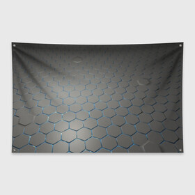 Флаг-баннер с принтом СТАЛЬНЫЕ ГРАНИ в Курске, 100% полиэстер | размер 67 х 109 см, плотность ткани — 95 г/м2; по краям флага есть четыре люверса для крепления | abstraction | geometry | hexagon | techno | абстракция | броня | геометрия | краски | неон | неоновый | сетка | соты | стальная броня | текстура | шестигранники