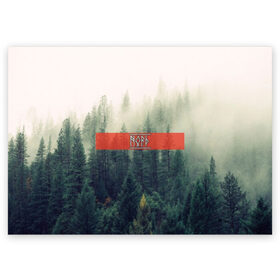 Поздравительная открытка с принтом Северный лес в Курске, 100% бумага | плотность бумаги 280 г/м2, матовая, на обратной стороне линовка и место для марки
 | forest | nord | north | pagan | vikikngs | викинги | лес | лесник | норд | один | север | язычество