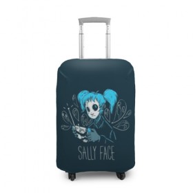 Чехол для чемодана 3D с принтом Sally Face в Курске, 86% полиэфир, 14% спандекс | двустороннее нанесение принта, прорези для ручек и колес | face | face sally | sal | salli | sally | sally face | sally fisher | голубые волосы | игра | парень в маске | сал | сал фишер | салли | салли фейс | фейс