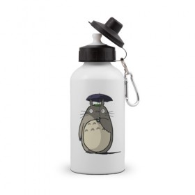 Бутылка спортивная с принтом Totoro в Курске, металл | емкость — 500 мл, в комплекте две пластиковые крышки и карабин для крепления | totoro | аниме | для детей | животное | лес | мой сосед тоторо | мультфильм | тоторо