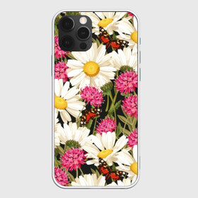 Чехол для iPhone 12 Pro Max с принтом Луговые цветы в Курске, Силикон |  | art | chamomile | field | flowers | leaves | meadow | painting | pattern | petals | stems | живопись | искусство | лепестки | листья | луговые | полевые | ромашки | узор | цветы