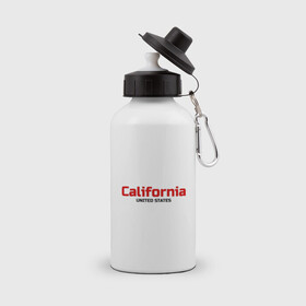 Бутылка спортивная с принтом USA - California в Курске, металл | емкость — 500 мл, в комплекте две пластиковые крышки и карабин для крепления | Тематика изображения на принте: america | california | california city | california republic | usa | америка | калифорния | соединенные штаты | сша | штат