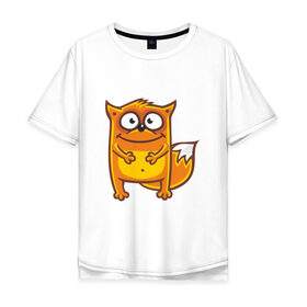 Мужская футболка хлопок Oversize с принтом Веселая лиса в Курске, 100% хлопок | свободный крой, круглый ворот, “спинка” длиннее передней части | 
