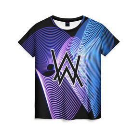 Женская футболка 3D с принтом alan walker в Курске, 100% полиэфир ( синтетическое хлопкоподобное полотно) | прямой крой, круглый вырез горловины, длина до линии бедер | alan walker | club | music | клуб | клубная музыка | клубняк